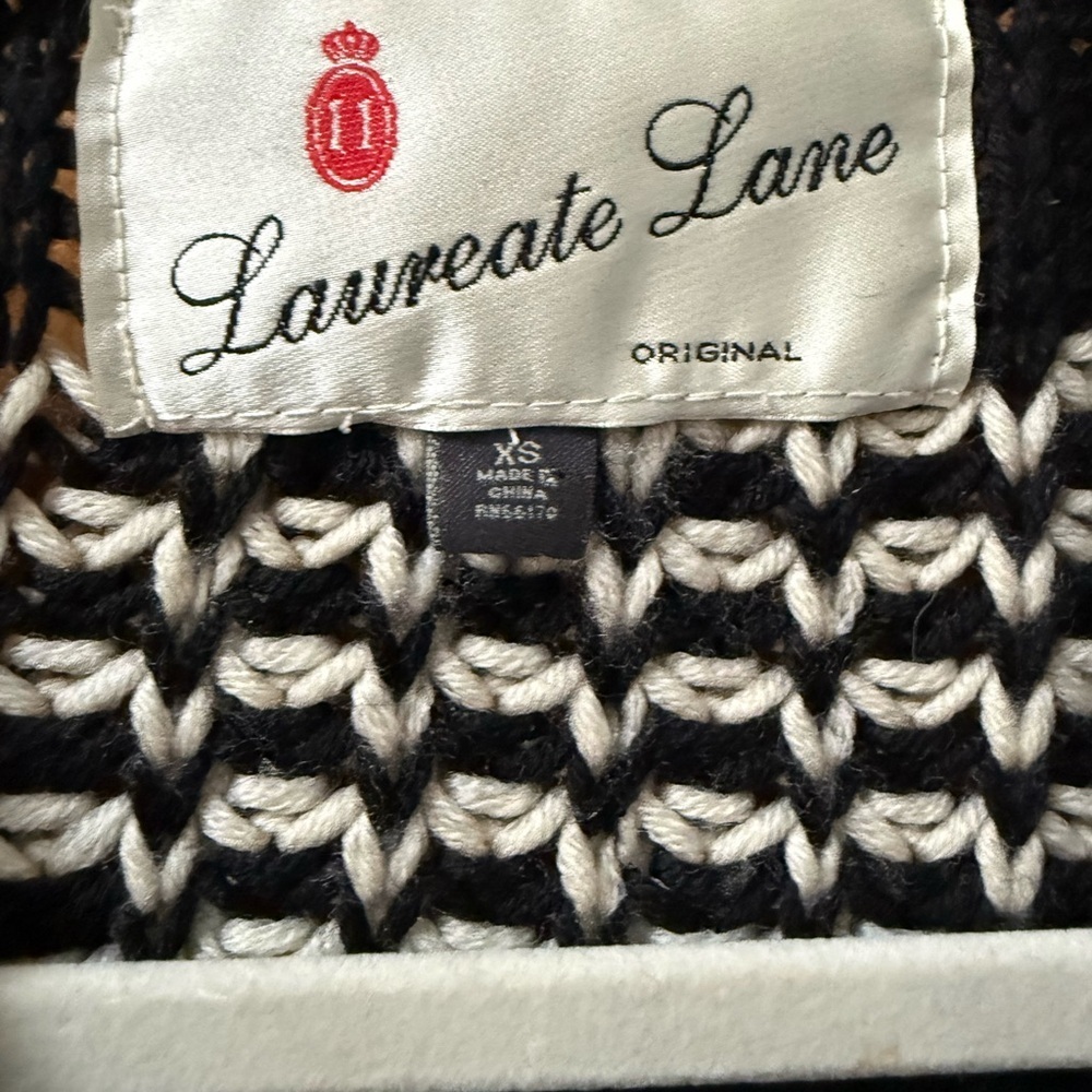 laureate lane Anthropologie Black and White Women's Sweater button down long - Picture 4 of 6